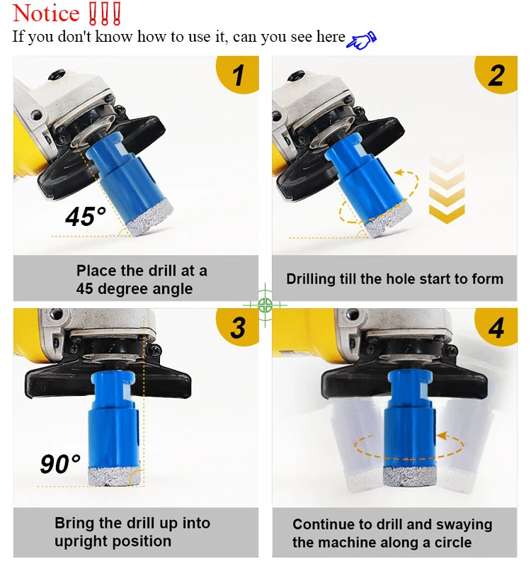 Diamond Holesaw Od6-180mm Vacuum Brazed Diamond Drilling Core Bits M14 Connection Porcelain Tile Drill Bits