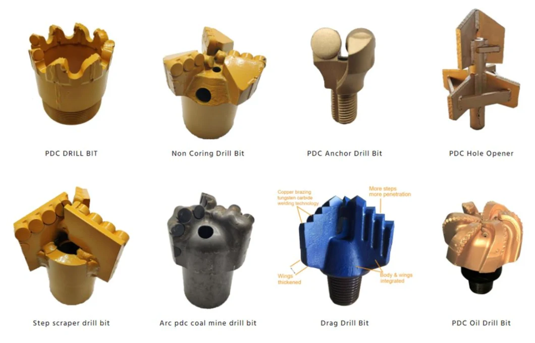 Pearldrill China Supplier 4 Blades PDC Drill Bit Rock Drill with Steel Body 165mm